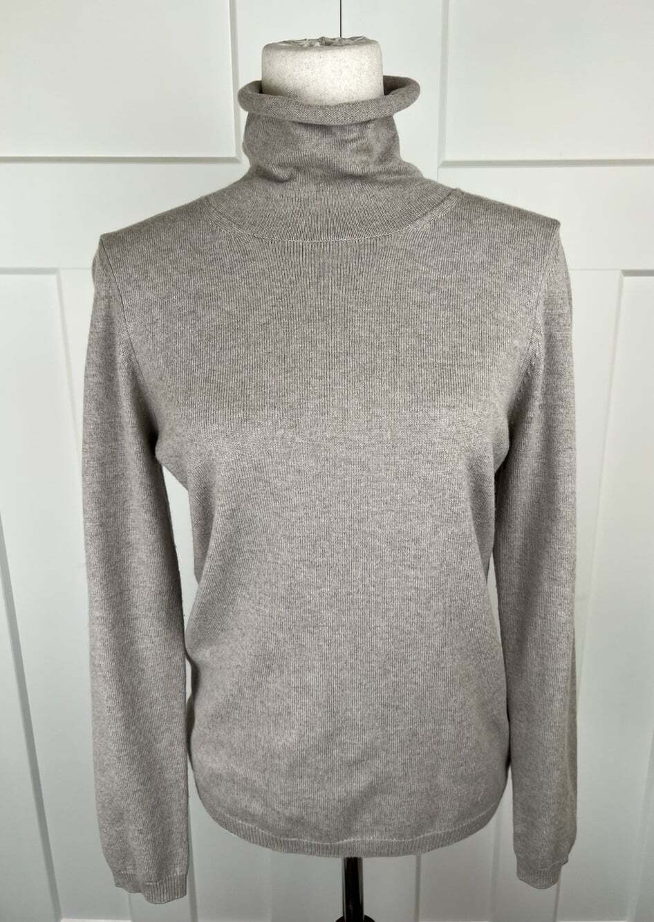Peserico IT 46 Wool Silk Cashmere Turtleneck Sweater Oatmeal Made In Italy Luxe